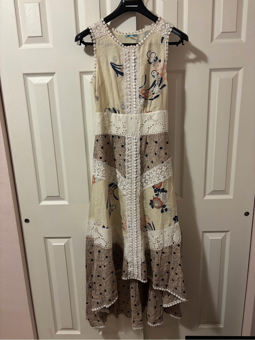 Leifnotes Anthropologie Lace Patchwork Maxi Dress Boho Cottagecore Sz 0